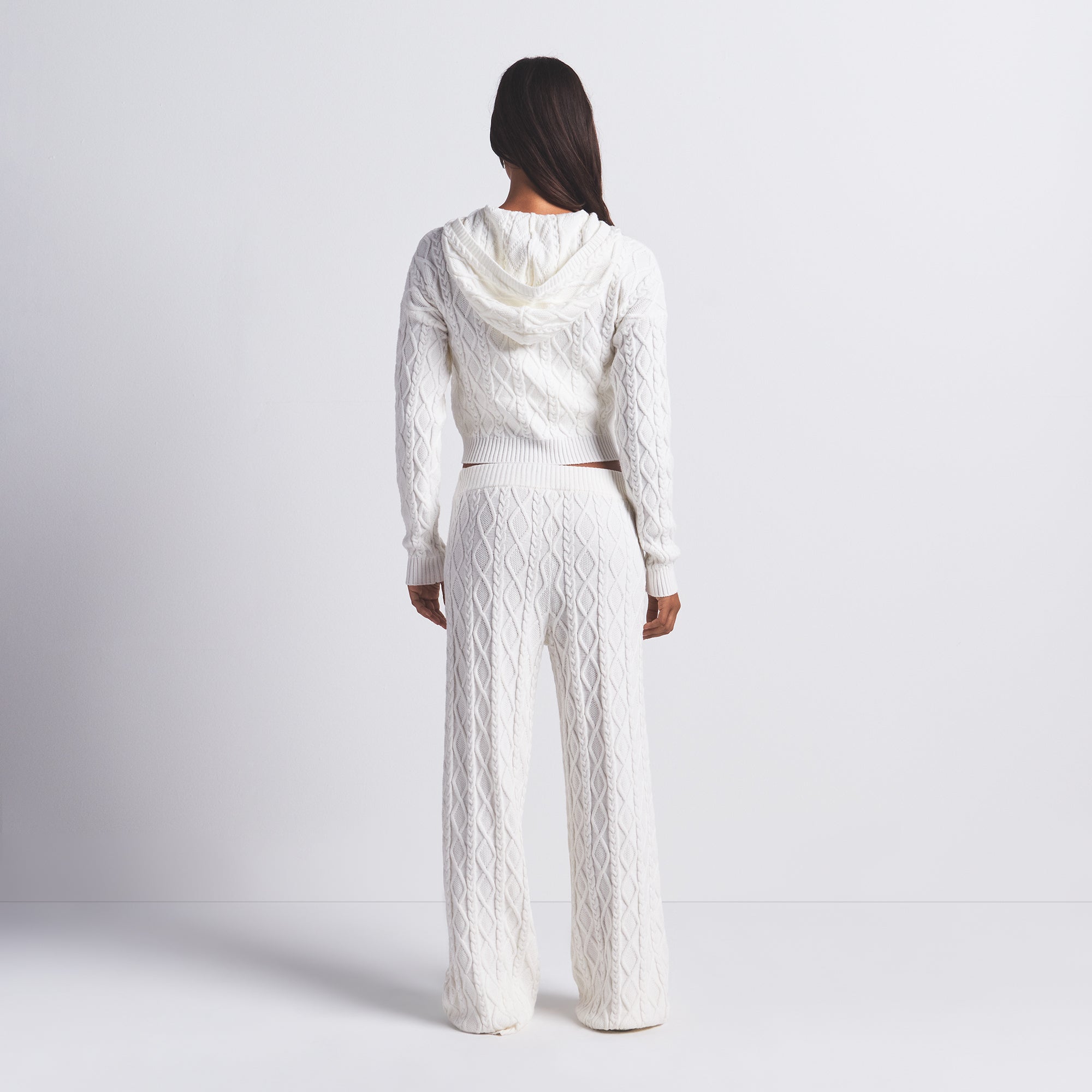 CABLE KNIT SHRUNKEN ZIP UP HOODIE - Image 7