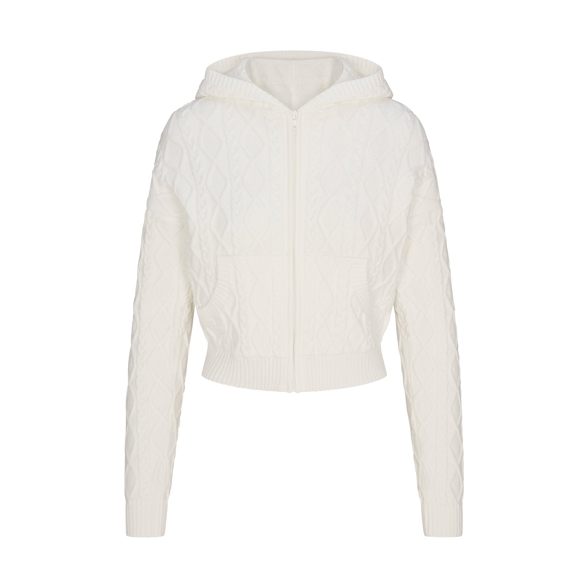 CABLE KNIT SHRUNKEN ZIP UP HOODIE - Image 9