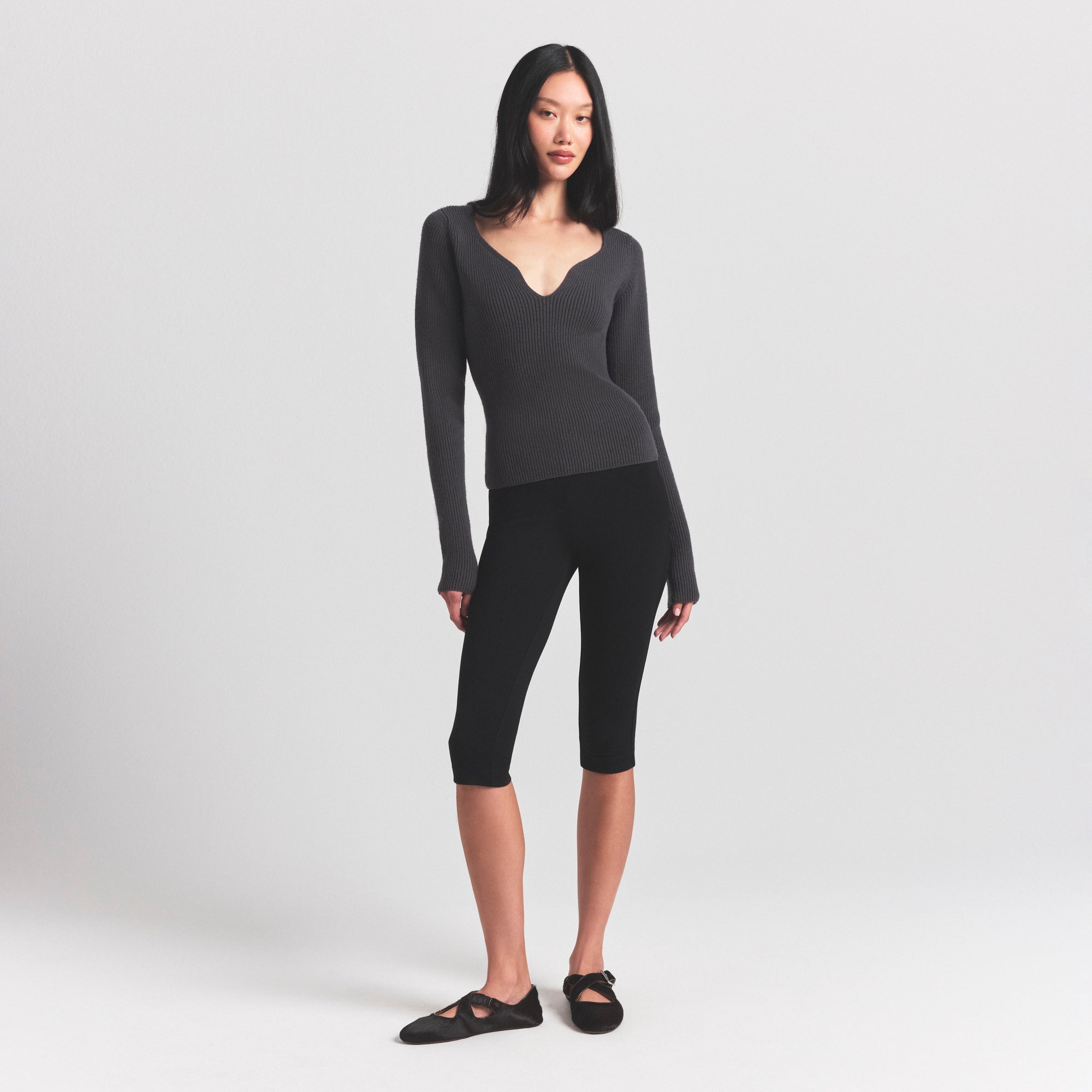 RIBBED LONG SLEEVE TOP