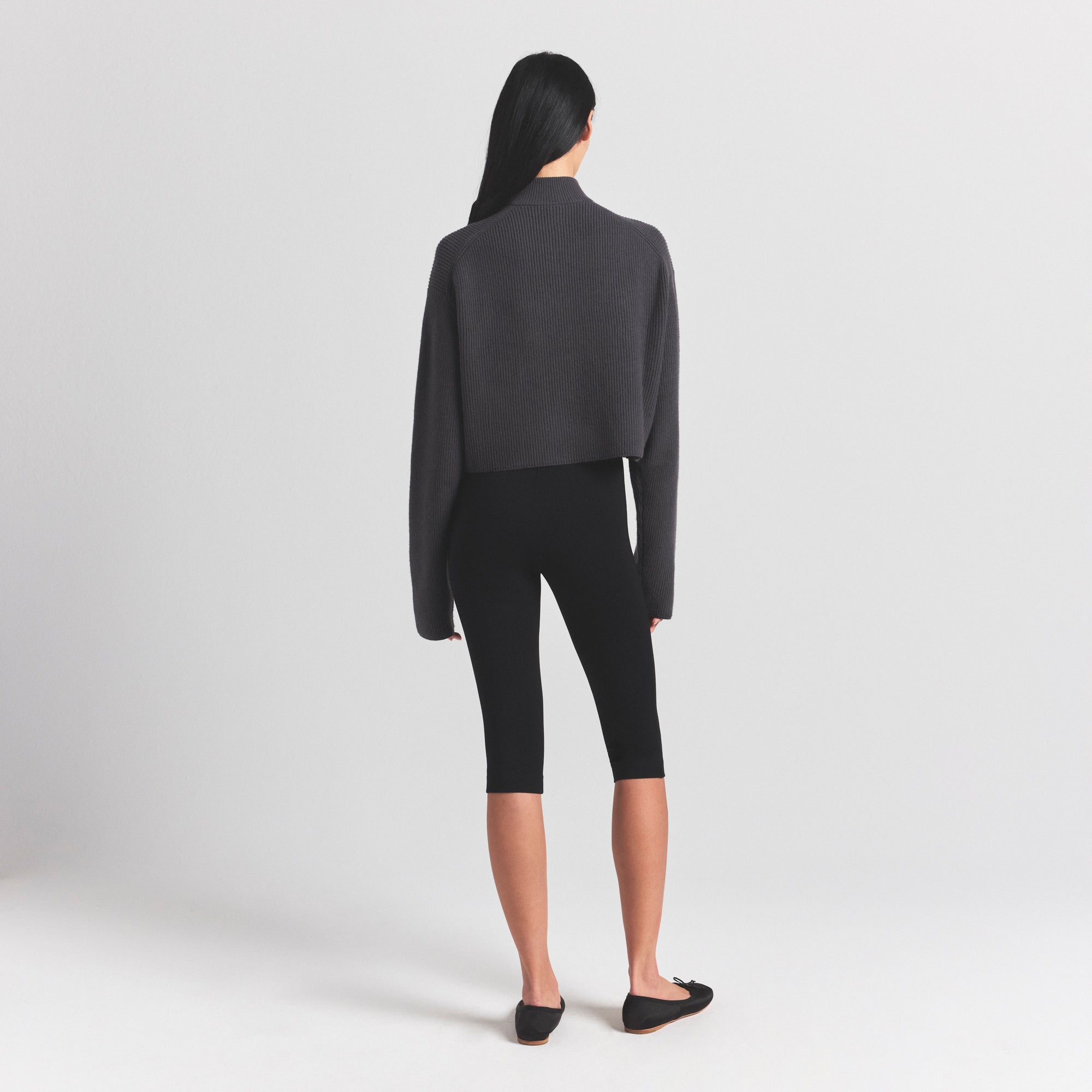 RIBBED MOCK NECK ZIP UP - Image 3