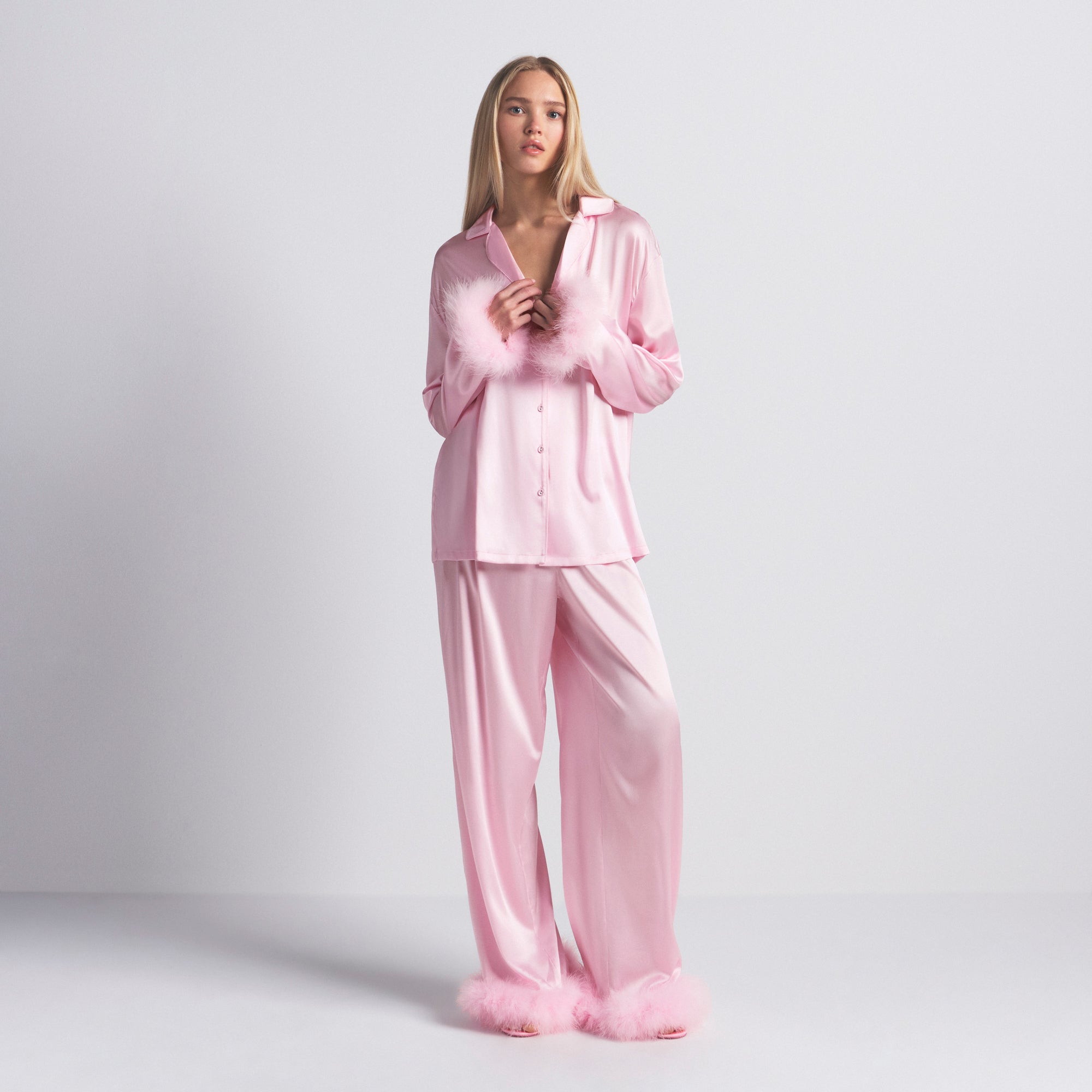 FEATHER TRIM LONG SET