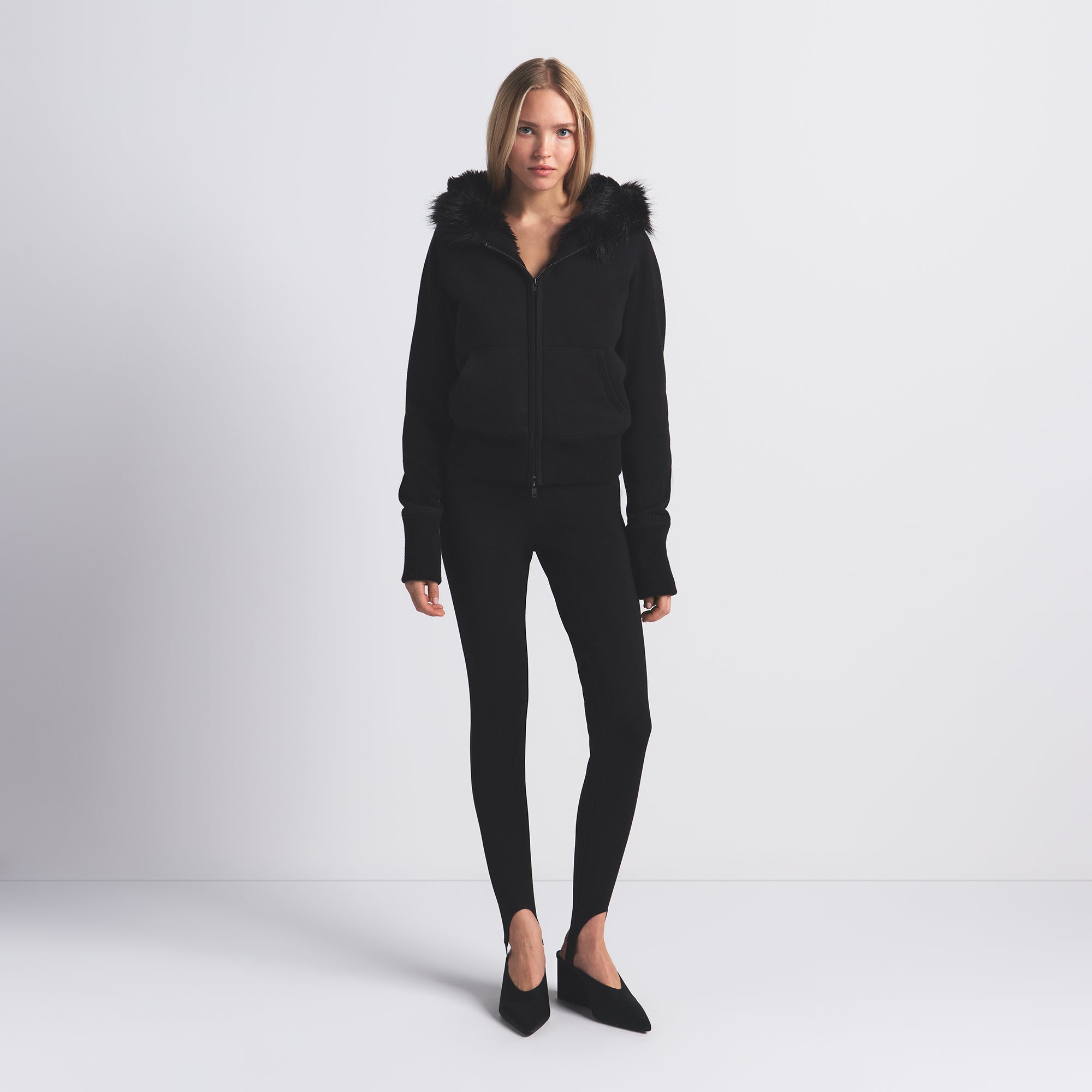 FAUX FUR LINED ZIP UP HOODIE - Image 5