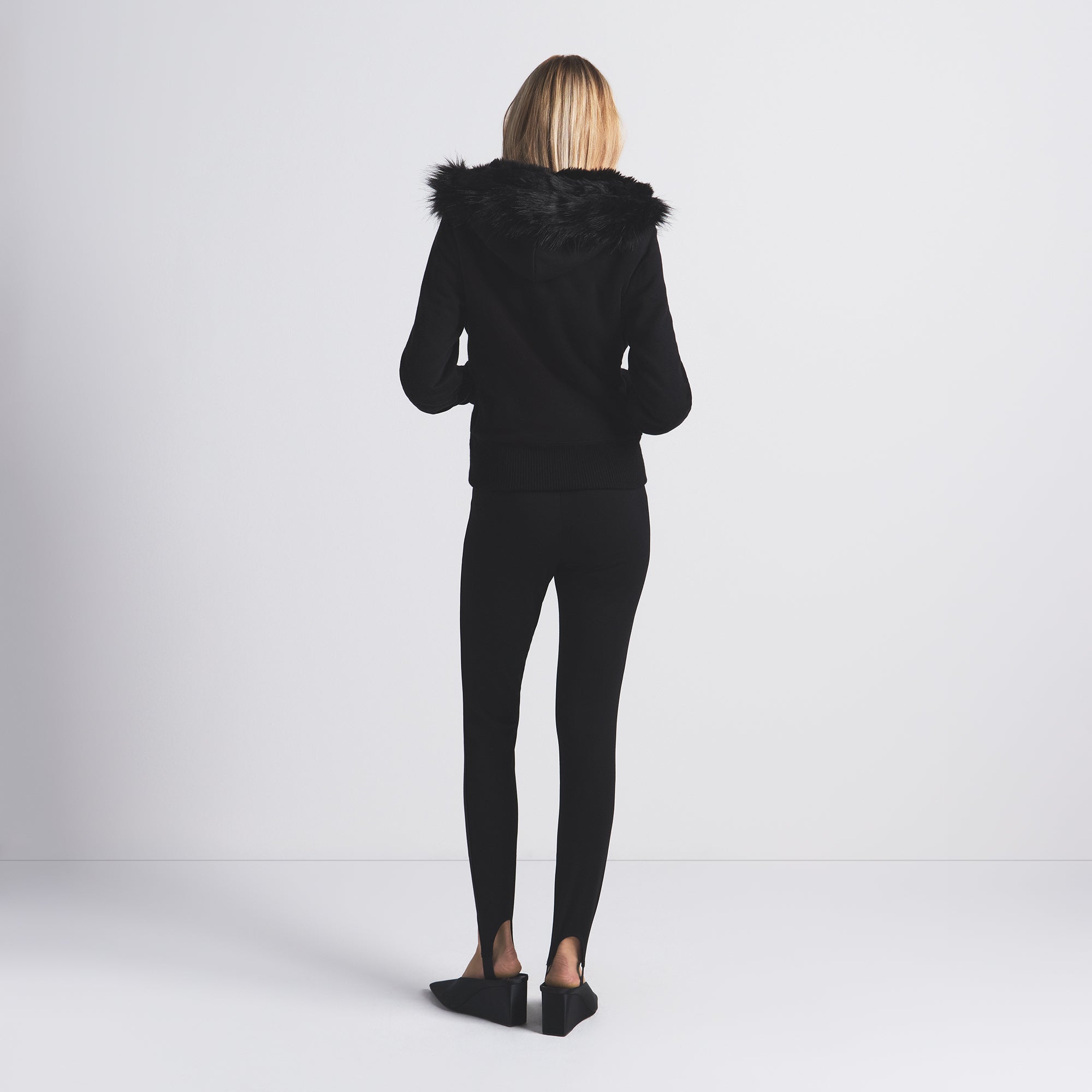 FAUX FUR LINED ZIP UP HOODIE - Image 4